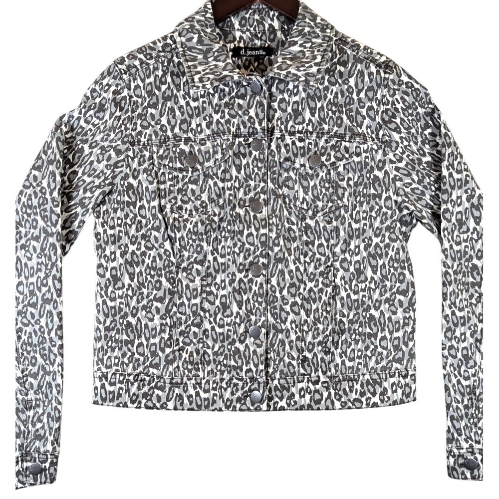 d.jeans Leopard Print Denim Jacket Women's Size S Streetwear